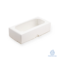 Коробка для Зефира и других десертов с окошком 200×100×50мм белая (Vals)