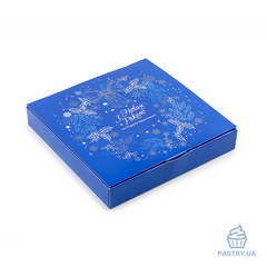 Коробка на 16 Цукерок синя "Синій Віночок" 185×185×30мм (Vals)