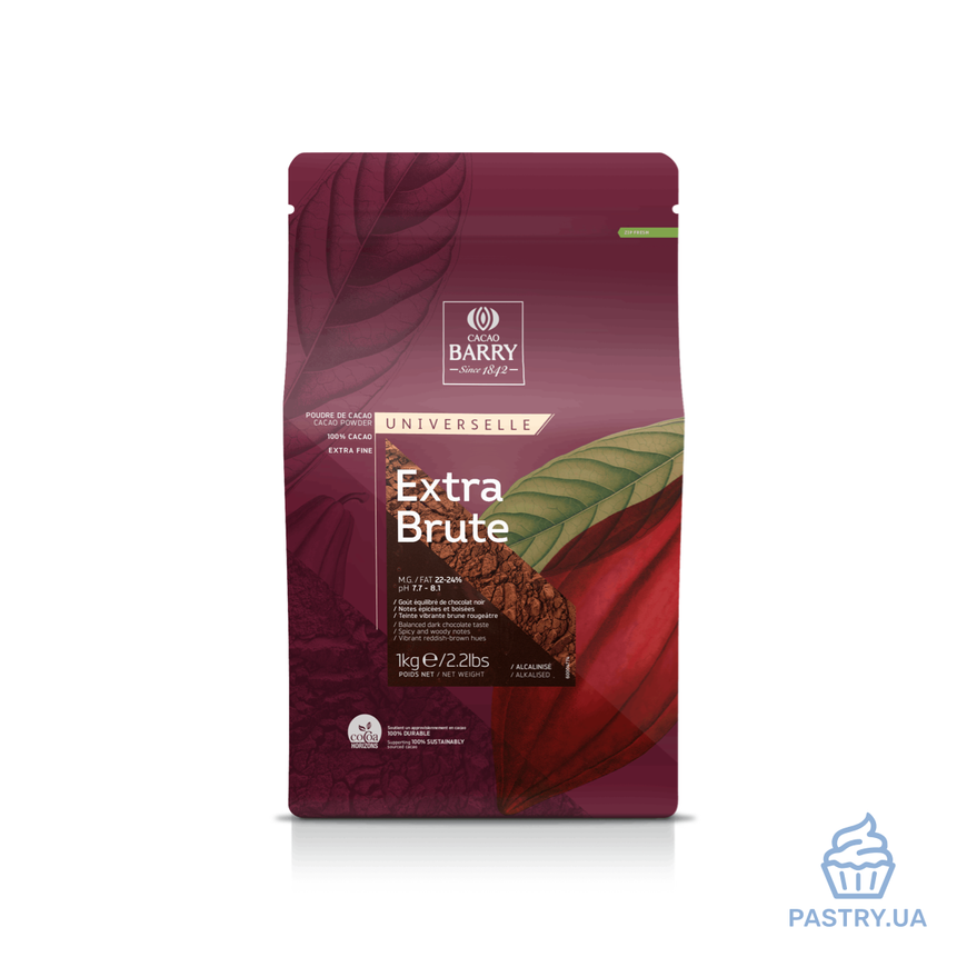 Какао-порошок Extra Brute 22-24% (Cacao Barry), 2,5кг