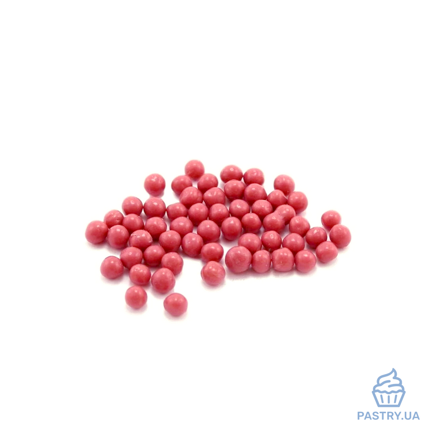 Драже для декору Crispearls™ Ruby з рожевого шоколаду (Callebaut), 50г