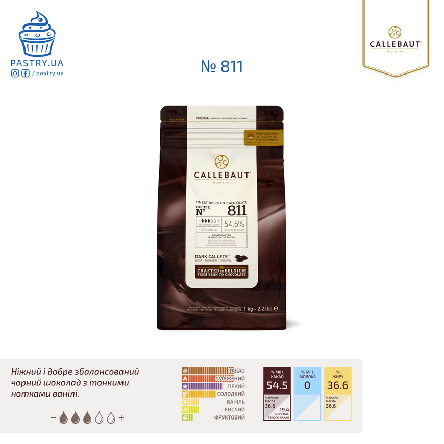 Chocolate № 811 dark 54,5% (Callebaut), 10kg