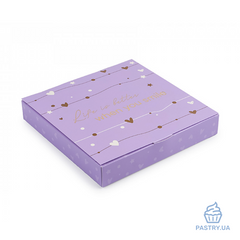 Коробка на 16 Цукерок фіолетова з тисненням 185×185×30мм (Vals)
