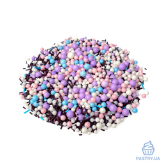 Цукровий декор Мікс "Шоко Шарм" – фіолетові, білі, рожеві, блакитні та сірі кульки (S&D pearls), 200г