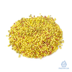 Sugar Decor Gold mini mix – yellow, gold & cooper balls (S&D pearls), 50g