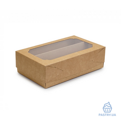 Коробка для Макарон с окошком крафт 200×120×60мм (Vals)